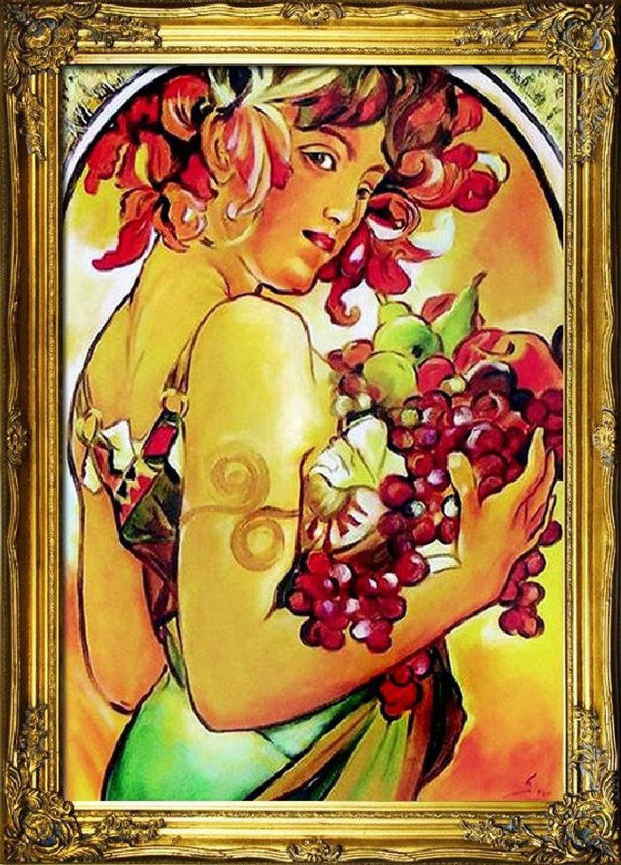 ALFONS MUCHA - ÖLBILD BILD ÖLGEMÄLDE GEMÄLDE MIT RAHMEN ECHTE GEMÄLDE G00295