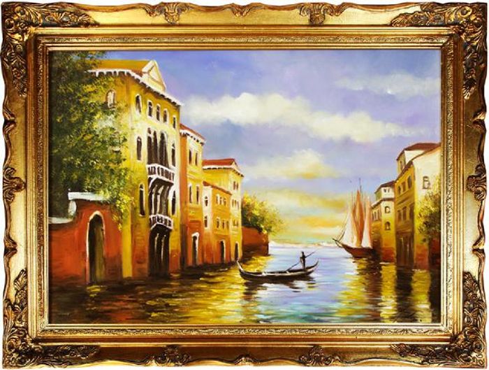 Ölbild Bilder Gemälde Ölgemälde Ölbilder Handarbeit "Venedig" Mit Rahmen G00518