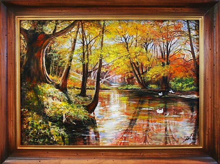 Gemälde Natur Handarbeit Ölbild Bild Ölbilder Rahmen Bilder G01941