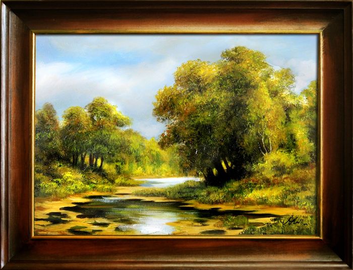 Gemälde Natur Handarbeit Ölbild Bild Ölbilder Rahmen Bilder G02296