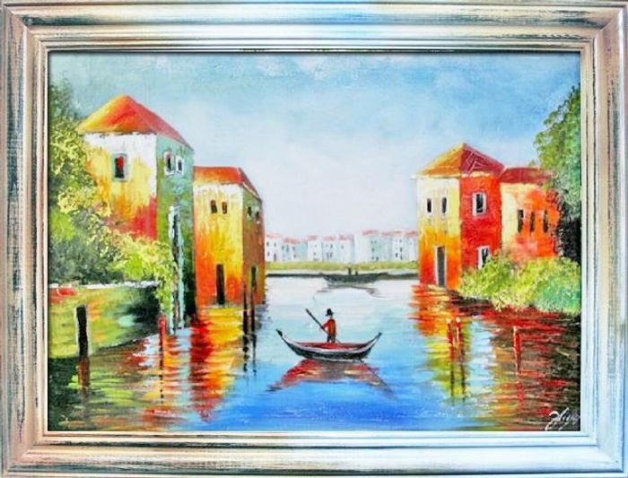 Ölbild Bilder Bild Gemälde Ölgemälde "Venedig" Handarbeit Mit Rahmen G02558