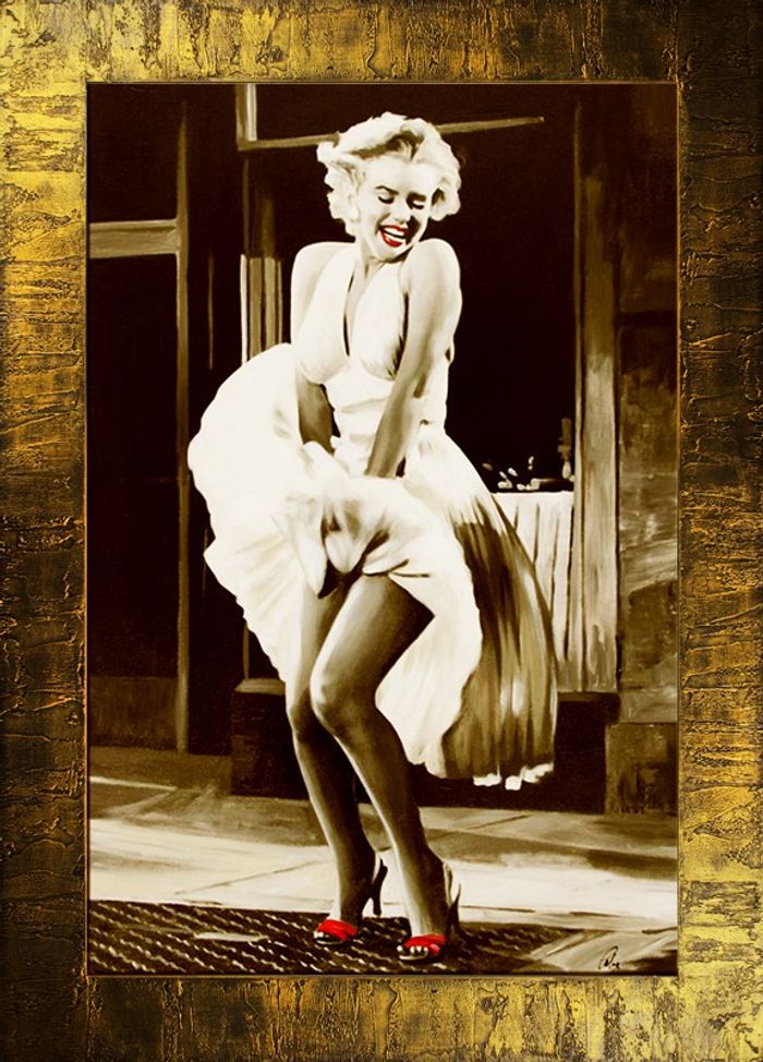 Marilyn Monroe Kleid Wind Erotik Echte Handarbeit Rahmen Gemälde Bilder G02702