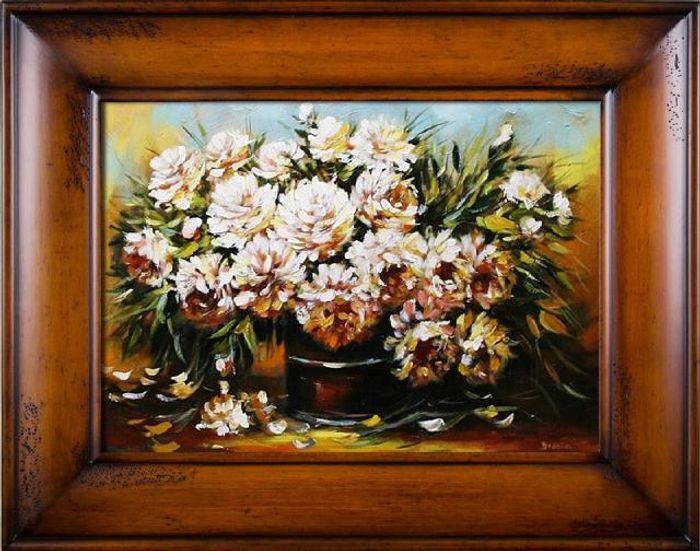 Rosen Blumen Ölgemälde Bild Gemälde Ölbilder Ölbild Bilderrahmen Rahmen G03245