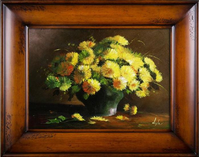 Rosen Blumen Ölgemälde Bild Gemälde Ölbilder Ölbild Bilderrahmen Rahmen G03642
