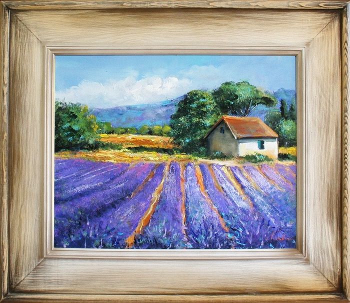 Lavendel Blumen Pflanzen Bild Bilder Gemälde Ölbilder Ölbild Mit Rahmen G14964