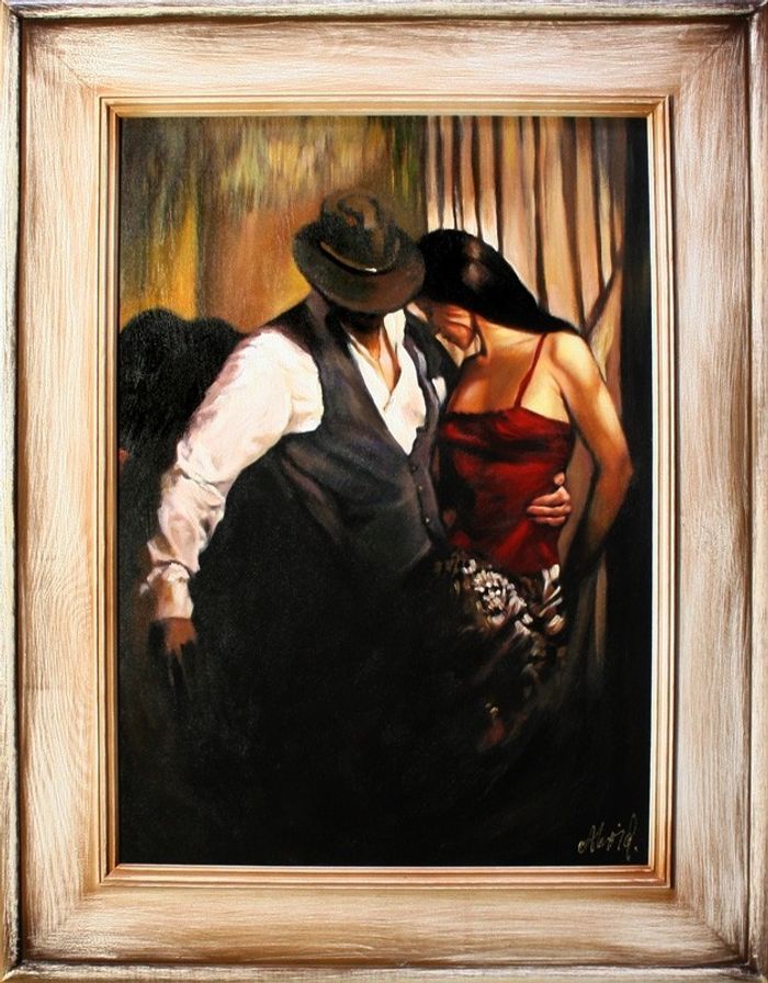Dance Tango Mann und Frau Echte Handarbeit Rahmen Öl Gemälde Bild Bilder G14971