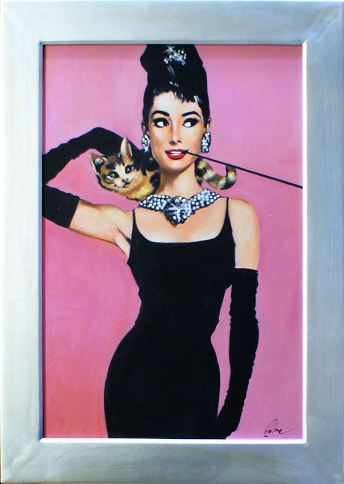 Audrey Hepburn Hollywood Echte Handarbeit Rahmen Öl Gemälde Bild Bilder G15698