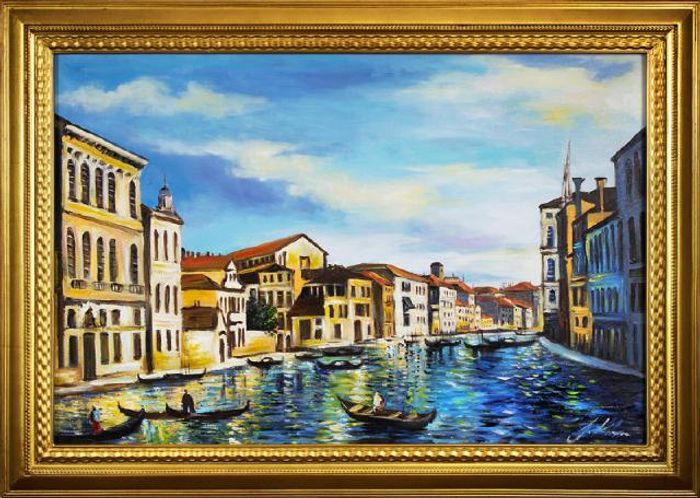 Ölbild Bild Gemälde Ölgemälde Venedig Handarbeit Rahmen Ölbilder Rahmen 16287