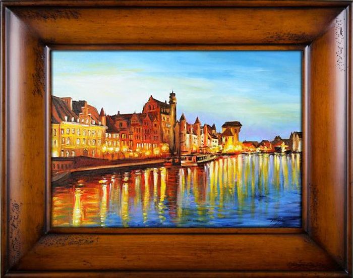 Ölbild Bilder Bild Gemälde Ölgemälde "Hafen" Handarbeit Mit Rahmen G16704