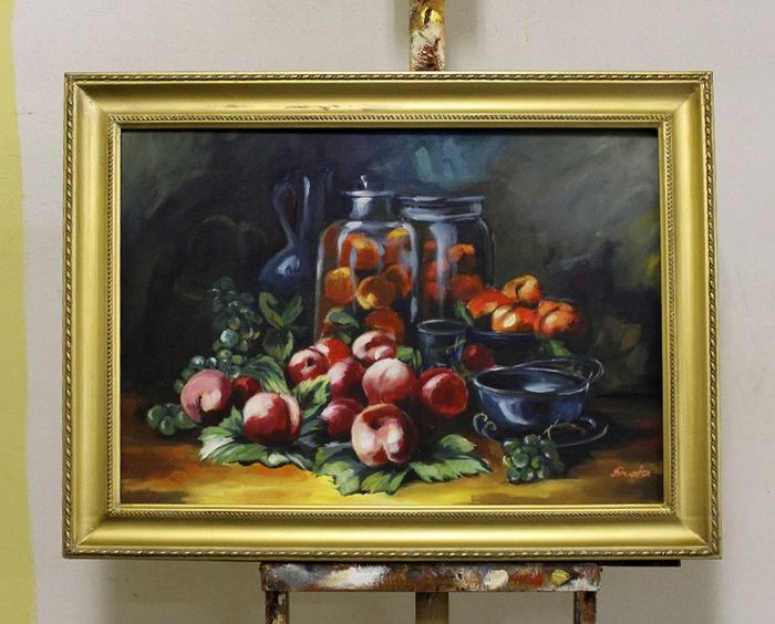 Gemälde Obst Handarbeit Ölbild Bild Ölbilder Rahmen Bilder G95775