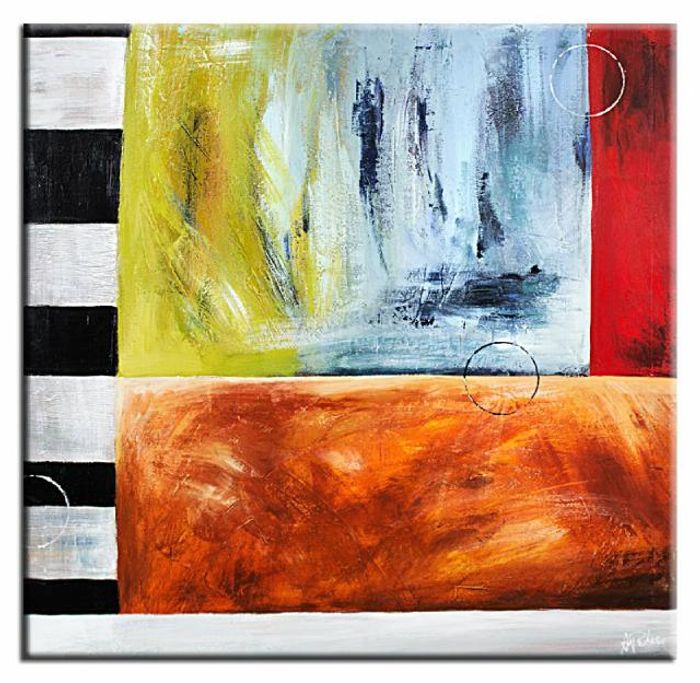 ABSTRAKT BILD GEMÄLDE MODERN ÖLBILD AUF LEINWAND ECHTE HANDARBEIT 60X60CM G00814