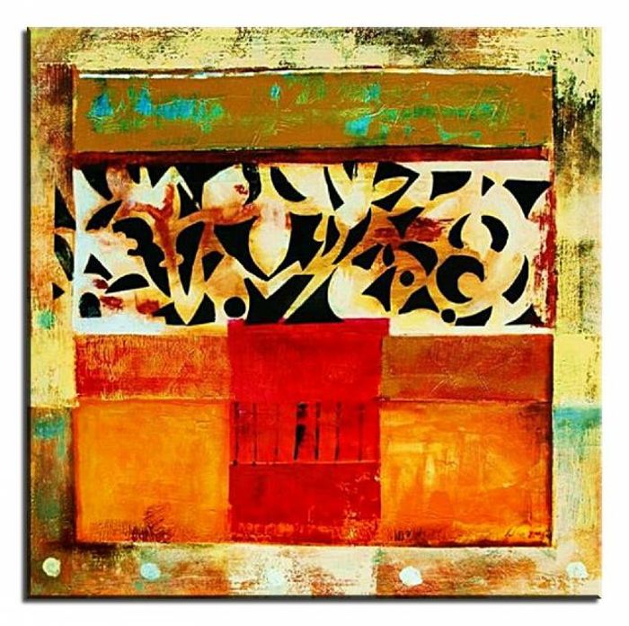 ABSTRAKT BILD GEMÄLDE MODERN ÖLBILD AUF LEINWAND ECHTE HANDARBEIT 90X90CM G02745