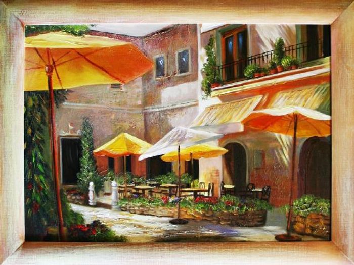 Ölbild Bilder Bild Gemälde Ölgemälde "Restaurant" Handarbeit Mit Rahmen G04248
