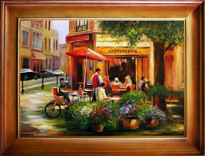 Ölbild Bilder Bild Gemälde Ölgemälde "Restaurant" Handarbeit Mit Rahmen G06100