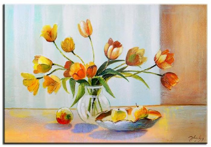 Tulpen Blumen Ölgemälde Bild Bilder Gemälde Ölbilder Ölbild Mit Rahmen G00951