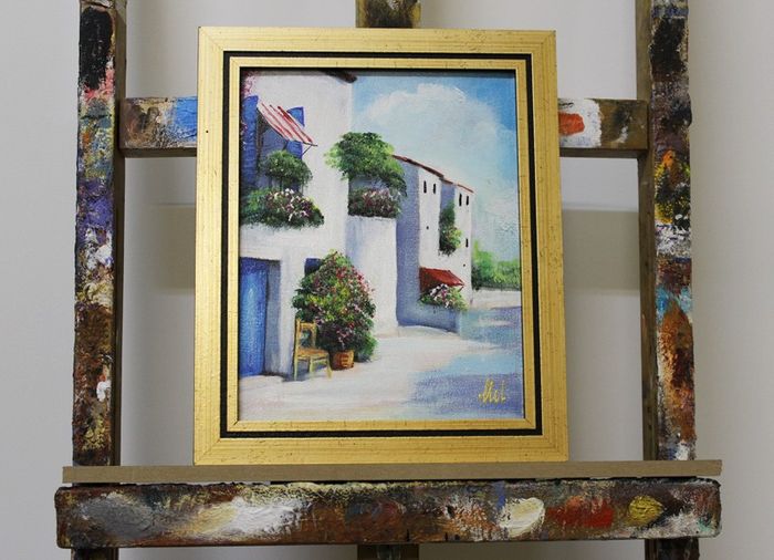 Gemälde Stadt landschaft Handarbeit Ölbild Bild Ölbilder Rahmen Bilder G96149