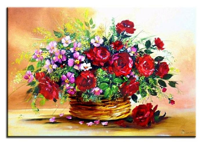 Roses - Blumen Pflanzen Bild Bilder Gemälde Ölbilder Ölbild Keilrahmen - G00122