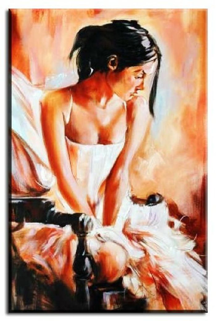 ÖLGEMÄLDE AKT BILD ÖL EROTIK ÖLBILD AUF LEINWAND ECHTE HANDARBEIT 60X90CM G00434