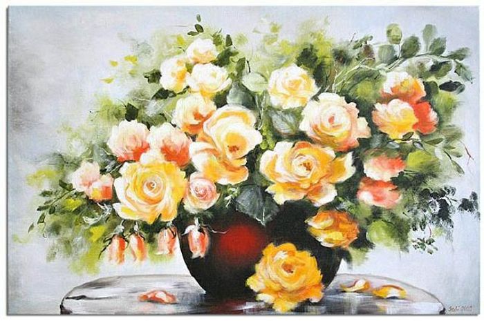 Roses - Blumen Pflanzen Bild Bilder Gemälde Ölbilder Ölbild Keilrahmen - G00762