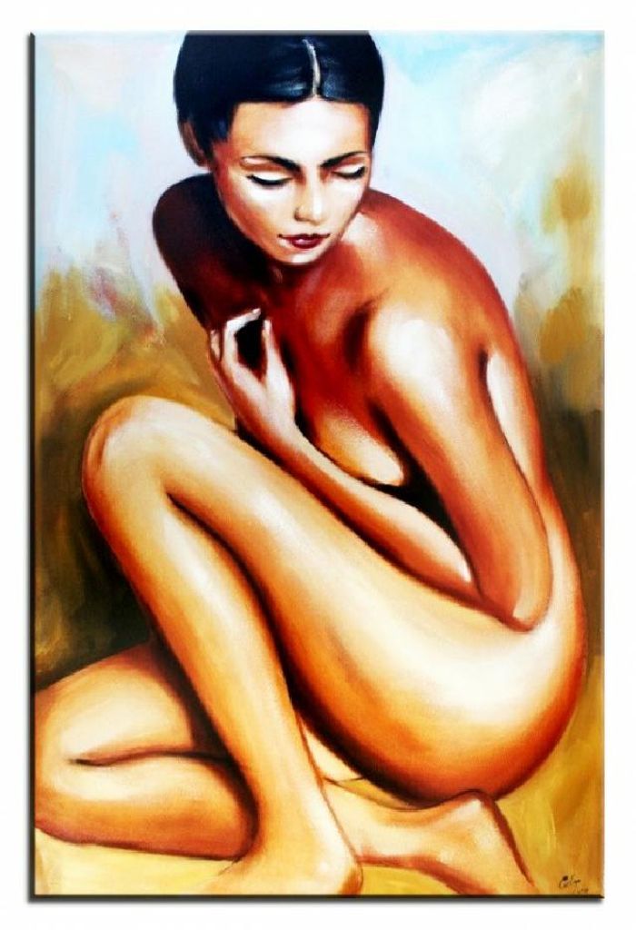ÖLGEMÄLDE AKT BILD ÖL EROTIK ÖLBILD AUF LEINWAND ECHTE HANDARBEIT 60X90CM G01337