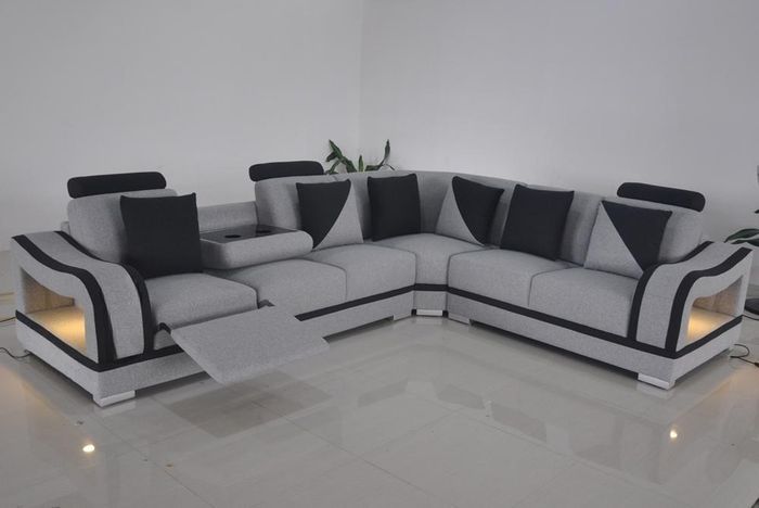 Moderne Textil Sofa Eckcouch Polster Wohnzimmer Ecksofa LForm Wohnlandschaft USB