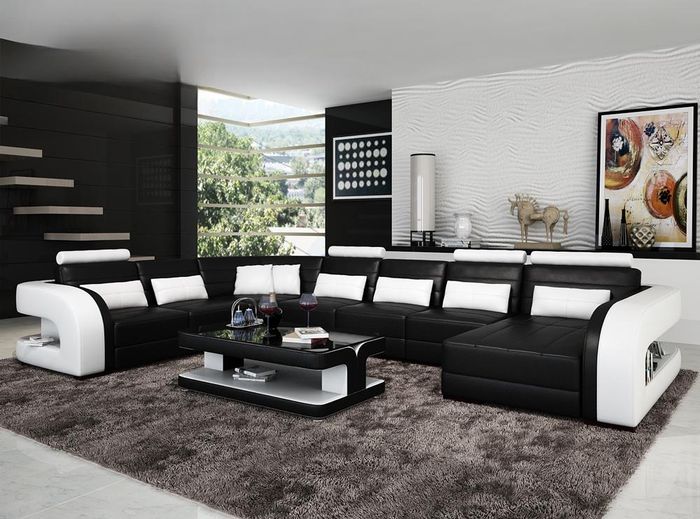 Big Wohnlandschaft Sofa mit USB Couch Polster Eck Leder Sofa Garnitur Couchen !!