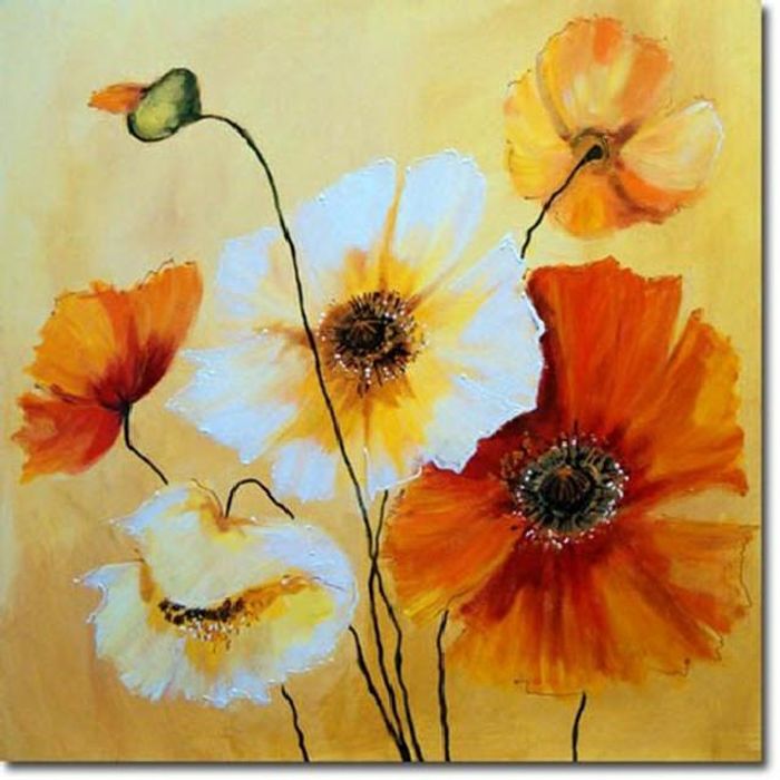 Poppies - Blumen Pflanzen Bild Bilder Gemälde Ölbilder Ölbild Keilrahmen G00742