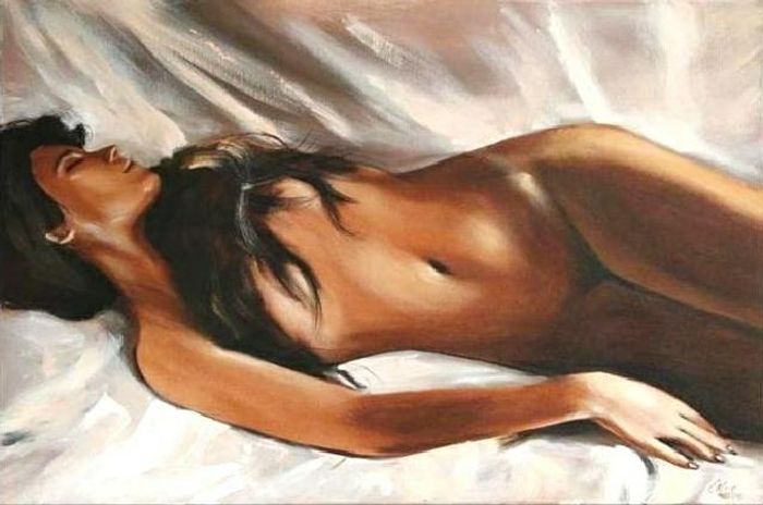 ÖLGEMÄLDE AKT BILD ÖL EROTIK ÖLBILD AUF LEINWAND ECHTE HANDARBEIT 60X90CM G03045