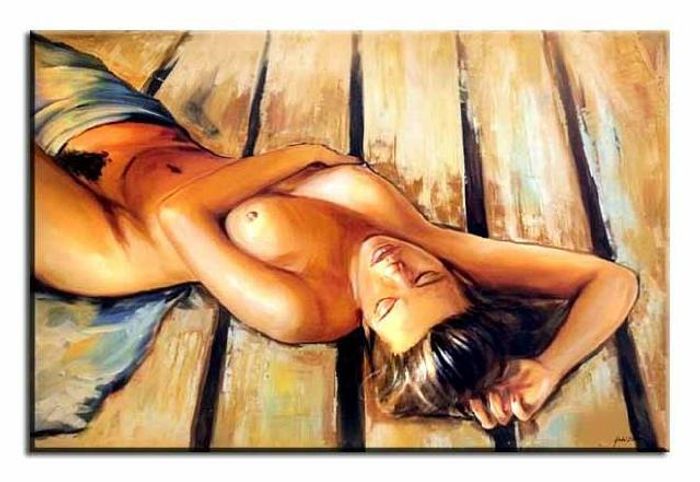 ÖLGEMÄLDE AKT BILD ÖL EROTIK ÖLBILD AUF LEINWAND ECHTE HANDARBEIT 60X90CM G03067