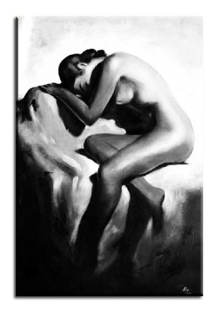 ÖLGEMÄLDE AKT Bild ÖL EROTIK ÖLBILD AUF LEINWAND ECHTE HANDARBEIT 60X90CM G03097