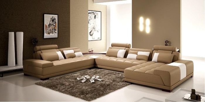 Ledersofa mit USB Sofa Polster Sitz Ecke Wohnlandschaft Couch Eckgarnitur PH376