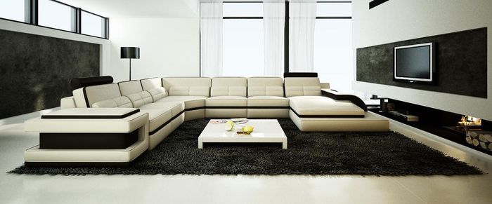 Wohnlandschaft Couch Polster Eck Garnitur Designer Ledersofa + USB Sofa WetzlarD