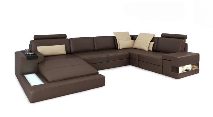 Ledersofa LED + USB Ecksofa Sofa Couch Polster Bellini Big Wohnlandschaft Sofas