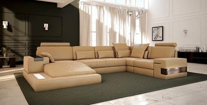 Wohnlandschaft Polster Couch Garnitur Big Sofa Bellini Design Ledersofa mit USB