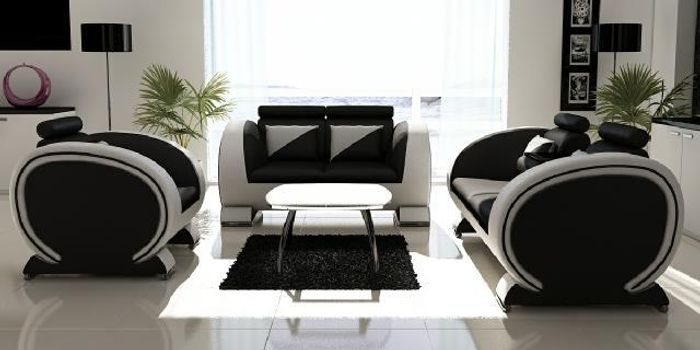 Sofagarnitur mit USB Polster Leder Garnitur Couchen Sofas 3+2+1 Ledersofa Sofa