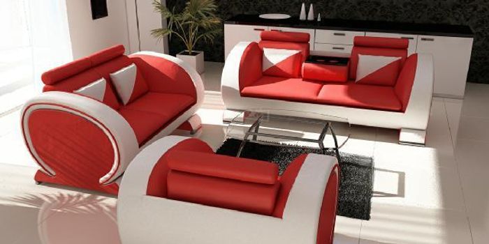 Sofagarnitur Ledersofa Sofa mit USB Polster Leder Garnitur Couchen Sofas 3+2+1