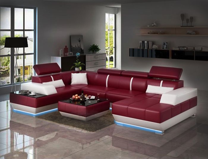 Designer Sofa + USB,Polster Garnitur Ledersofa Sofas Neu Wohnlandschaft Eckcouch