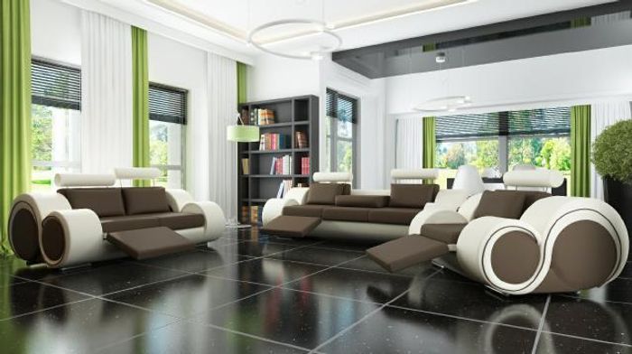 3/2/1 SITZER mit USB RELAX COUCHGARNITUR POLSTERGARNITUR LEDER SOFA SOFAGARNITUR