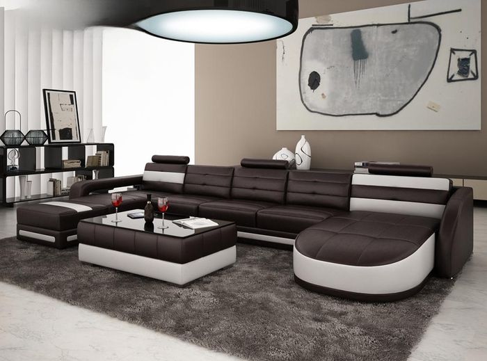 LEDERSOFA ECKSOFA mit USB DESIGNER PISA WOHNLANDSCHAFT COUCH SOFA U FORM COLO 3