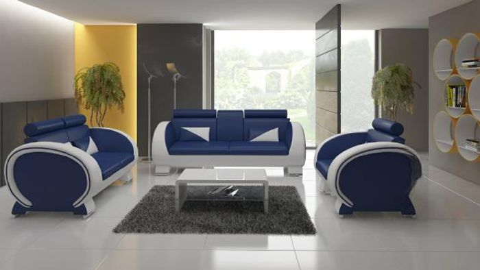 Ledersofa mit USB Ledergarnitur 3+2+1 Polstergarnitur Ledercouch Garnitur VIGO