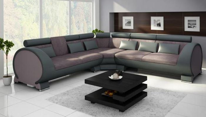 Ecksofa VIGO "LT01" Eckcouch + USB,Sofa Eckgarnitur Ledersofa Leder Textil Stoff
