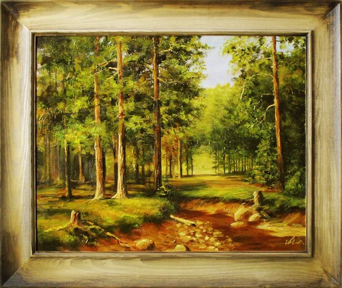 Gemälde Natur Wald Fluss Handarbeit Ölbild Bild Ölbilder Rahmen Bilder G16010