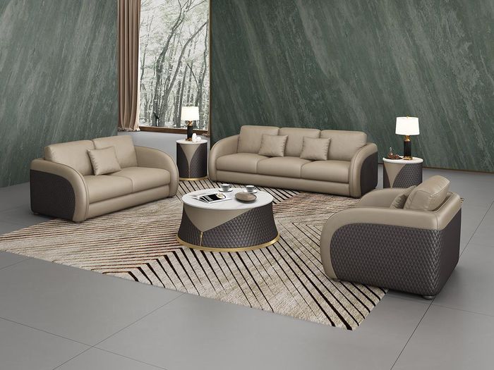 Garnitur Leder Designer Sofa Couch Polster 6tlg. Set Garnituren Couchtisch Tisch