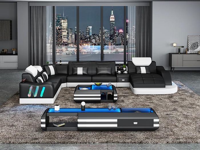 Design Wohnlandschaft Led Beleuchtete Ecksofa Couch Sofa Eckgarnitur Ledersofa