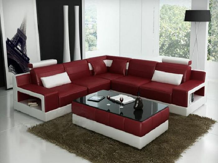 LEDERSOFA + USB ECKSOFA DESIGN BETTFUNKTION GARNITUR WOHNLANDSCHAFT POLSTER NEU