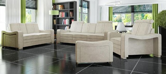 Sofagarnitur Textil Polster Sofa mit USB Garnitur Stoffsofa 3+2+1 Wohnlandschaft