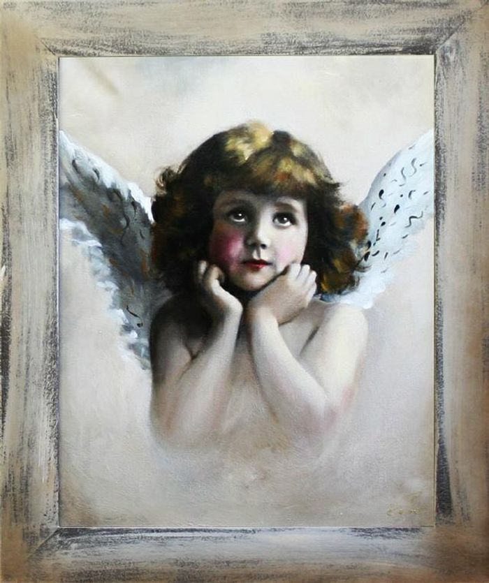 Engel Ölbild Bild Bilder Gemälde Ölbilder Mit Rahmen 53X64CM Handarbeit G06122