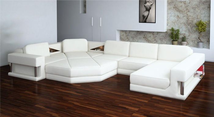 Wohnlandschaft Design Ecksofa Leder Ecke UForm Sofa Couch Polster Garnitur Neu
