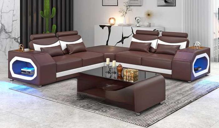 Eckgarnitur Ecksofa L Form Ledersofa Couch Sofa Braun Luxus Moderne