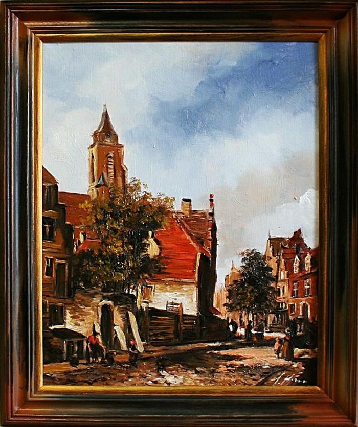 Ölbild Bilder Bild Gemälde Öl Ölgemälde "Stadt" Handarbeit Mit Rahmen G03178